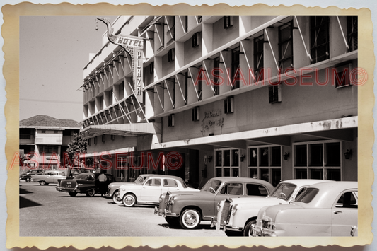 50s THAILAND BANGKOK STREET SCENE TUK TUK CAR PLAZA HOTEL  Vintage Photo 37230