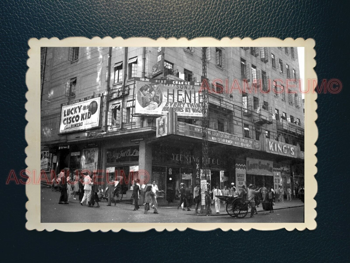 1940s CINEMA KING'S THEATER VICTORIA STREET SCENE Vintage Hong Kong Photo #1549