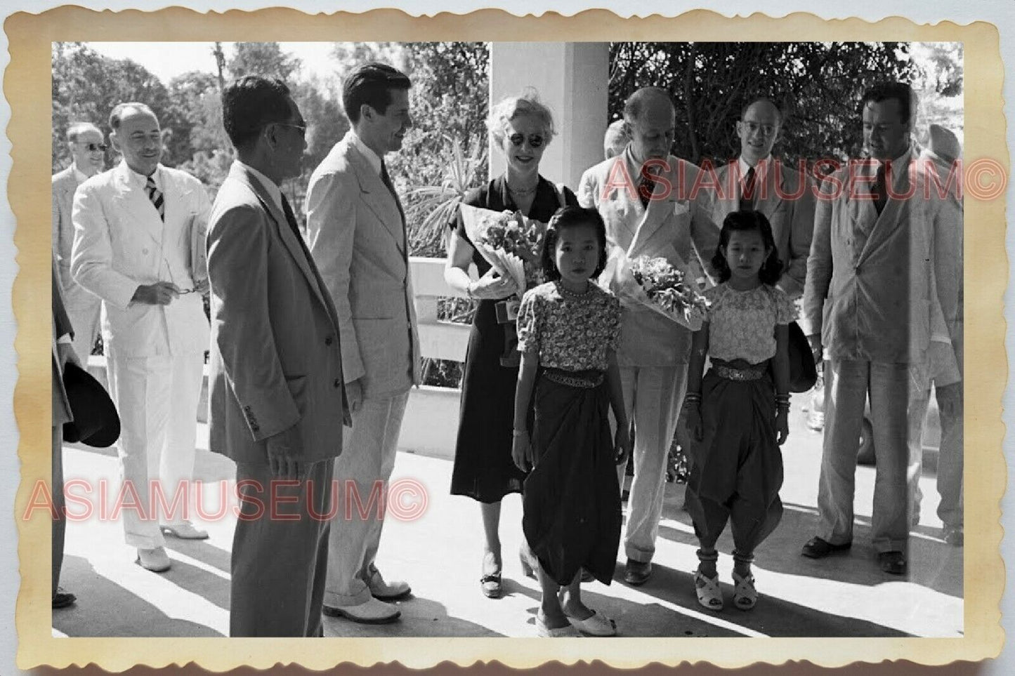 1950s Vietnam Indochina Children French Girl Mekong River Vintage Photo #511