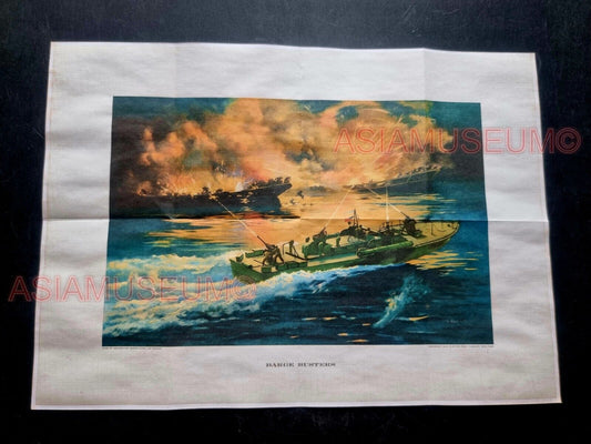 1943 WW2 USA NAVY SHIP BATTLESHIP BARGE BUSTER JAPAN WAR PROPAGANDA POSTER 494