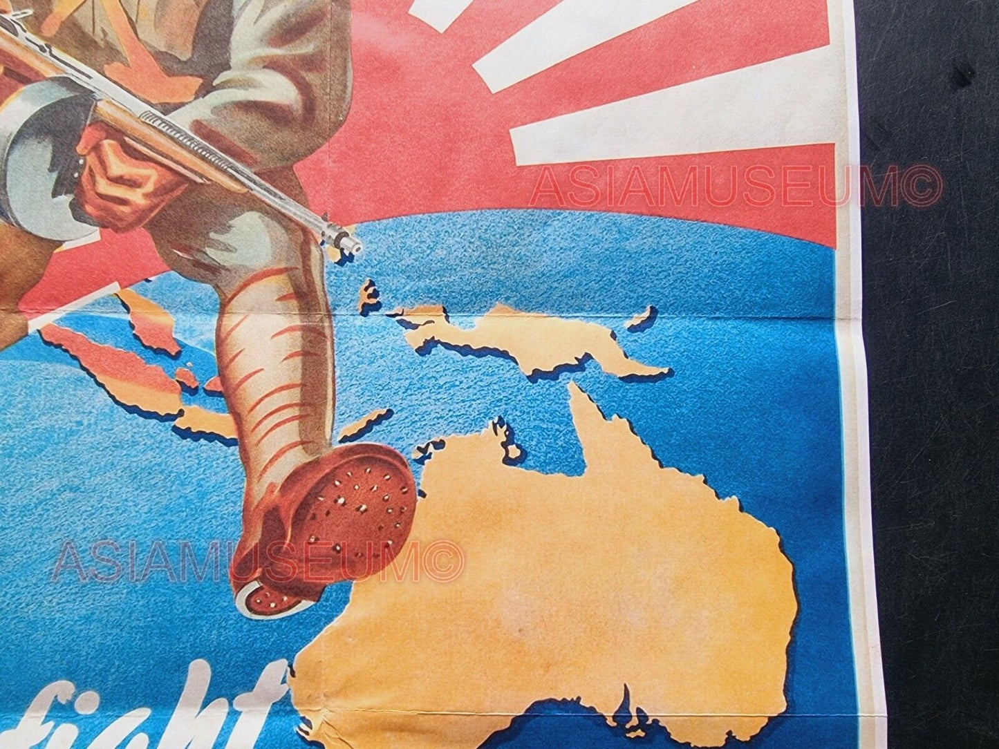 1943 WW2 AMERICA USA AUSTRALIA ASIA PACIFIC WAR FIGHT JAPAN  PROPAGANDA POSTER