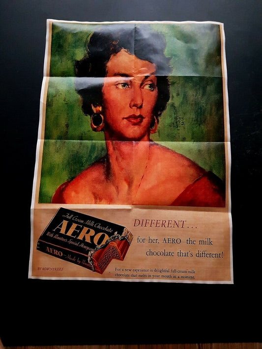 1943 WW2 USA AMERICA WAR AERO WOMEN LADY CHOCOLATE PORTRAIT PROPAGANDA POSTER