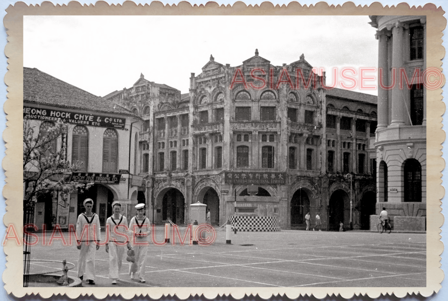 WW2 Street Scene Pillbox Bunker Sailor British Building Singapore Photo 27887