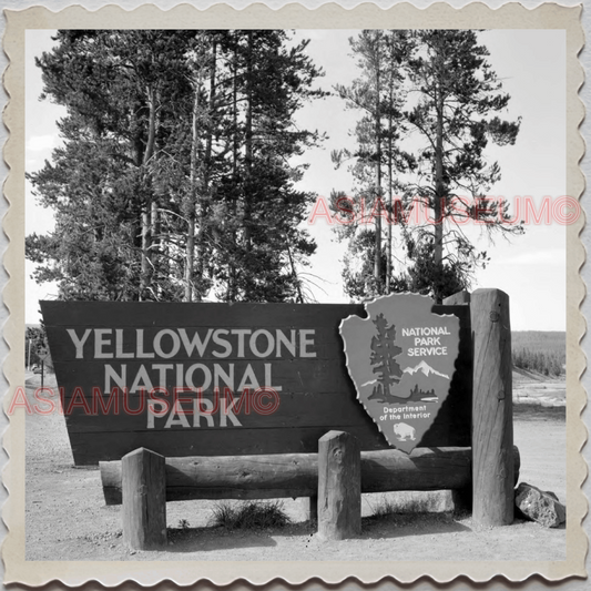 50s YELLOWSTONE NATIONAL PARK WYOMING PARK INFORMATION SIGN OLD USA Photo 9629