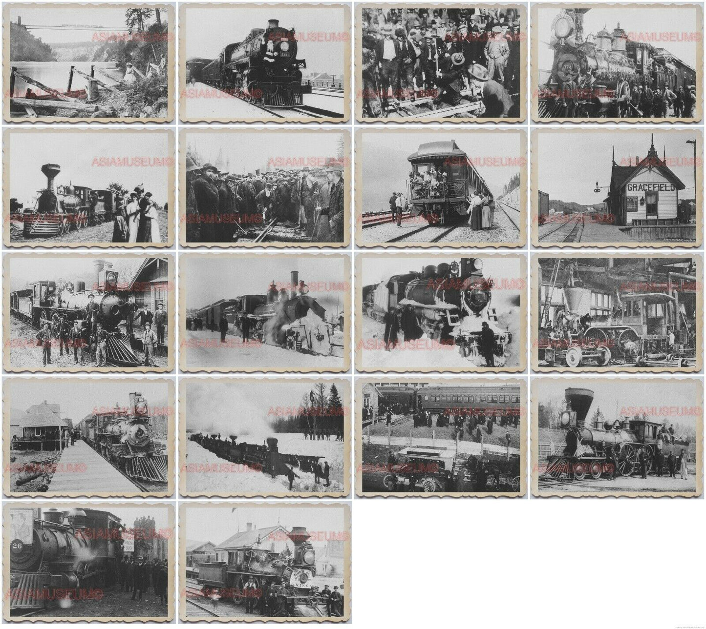 100pcs 1900s USA AMERICA RAILWAYS TRAIN STATION LOCOMOTIVE B&W Vintage Photo