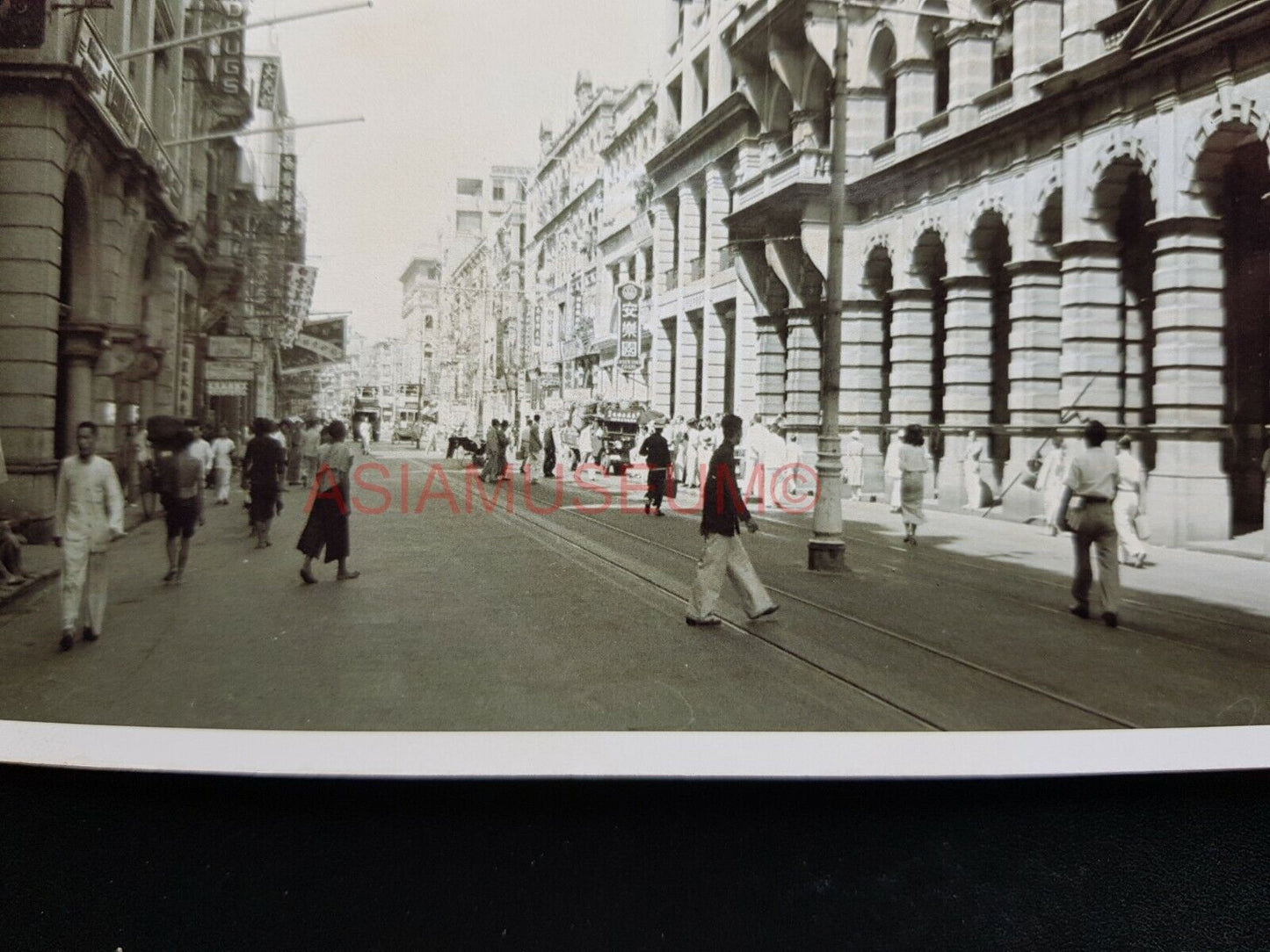 Central Queen's Road Lamp Post British Colonial  Hong Kong Photo Postcard RPPC