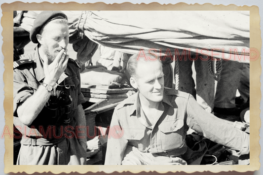 40s WW2 Vietnam FRANCE ARMY BOAT NAVY SMOKING CIGARETTE WAR Vintage Photo 27804