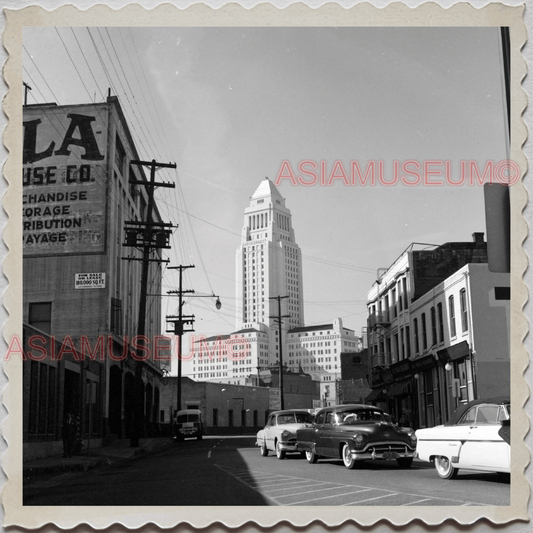 50s LOS ANGELES CALIFORNIA CAR BUILDING STREET SCENE OLD VINTAGE USA Photo 12045