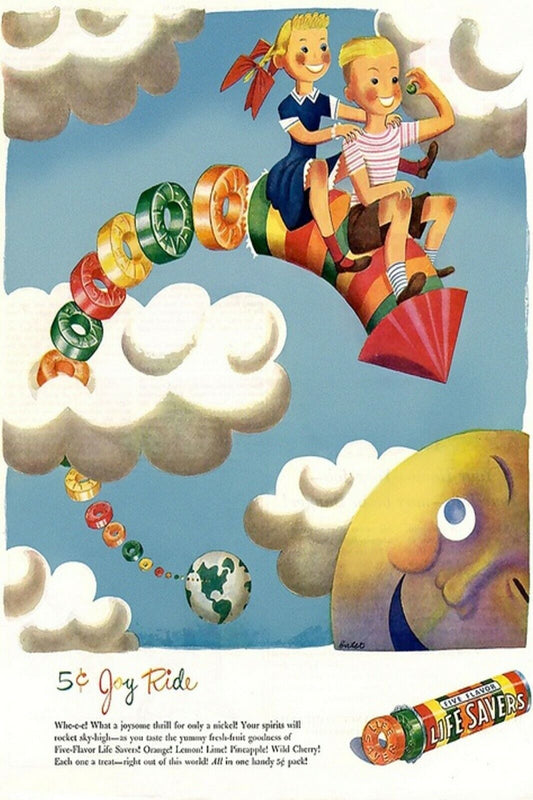 1950s BOY GIRL LIFE SAVERS CANDY SWEETS RAINBOW CLOUD Ads Vintage Postcard #85