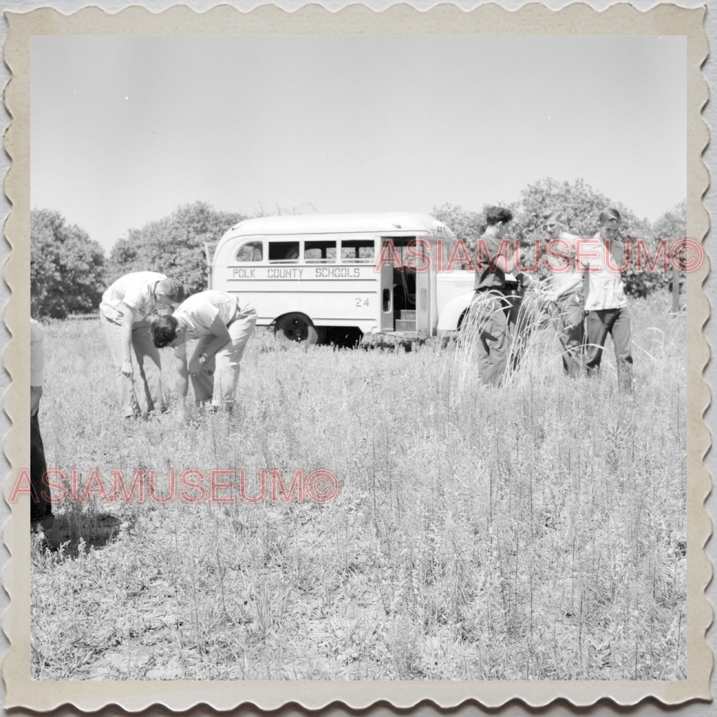 50s POLK COUNTY LAKELAND BARTOW FLORIDA BOYS BUS VAN US VINTAGE USA Photo 10001