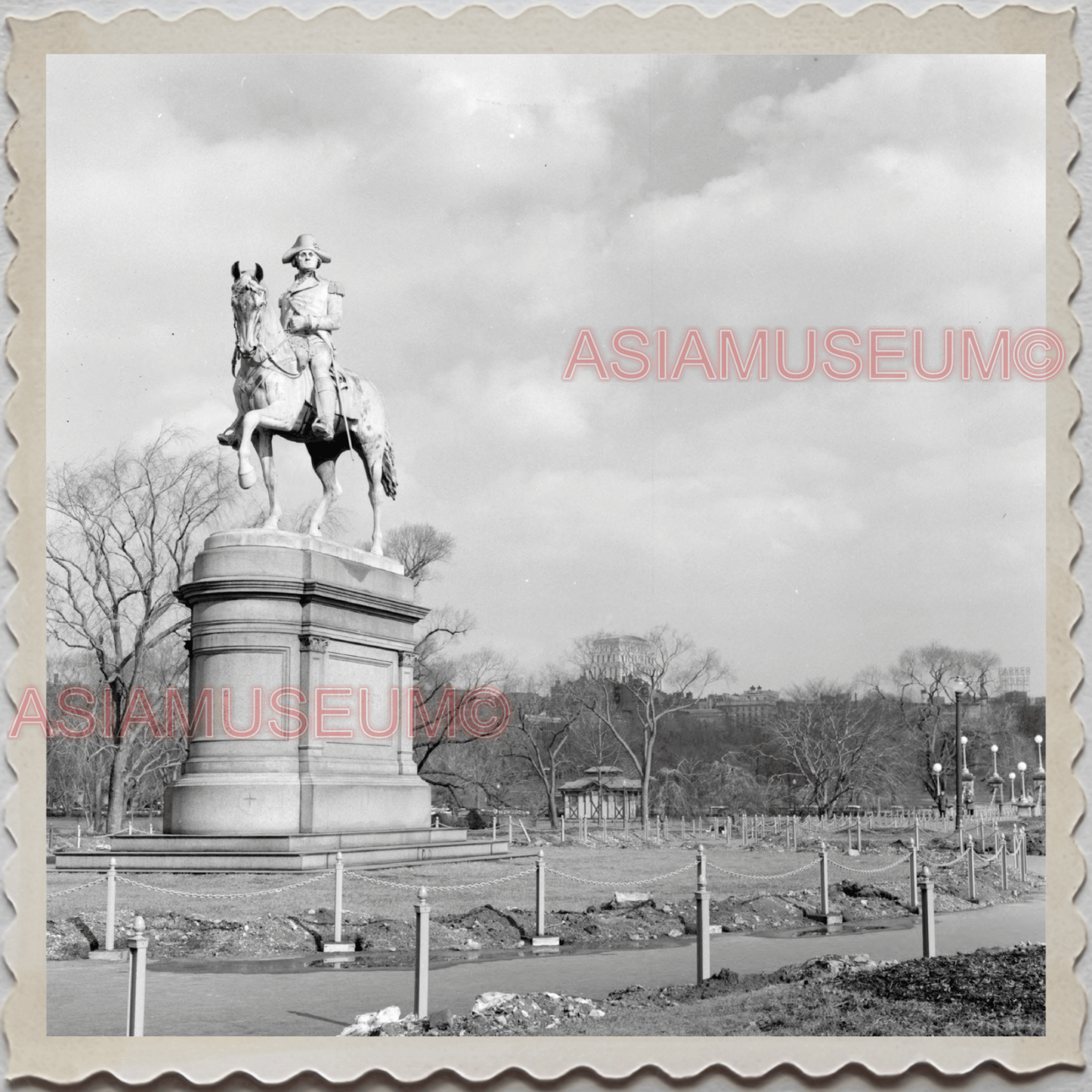 50s BOSTON MASSACHUSETTS WASHINGTON STATUE PUBLIC GARDEN VINTAGE USA Photo 11567