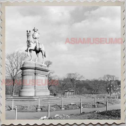 50s BOSTON MASSACHUSETTS WASHINGTON STATUE PUBLIC GARDEN VINTAGE USA Photo 11567