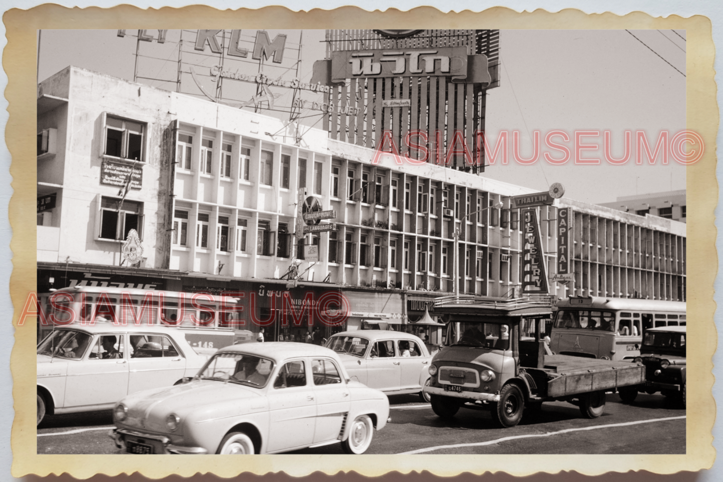 50s THAILAND BANGKOK STREET SCENE ROAD TRAFFIC TRUCK LORRY  Vintage Photo 37000