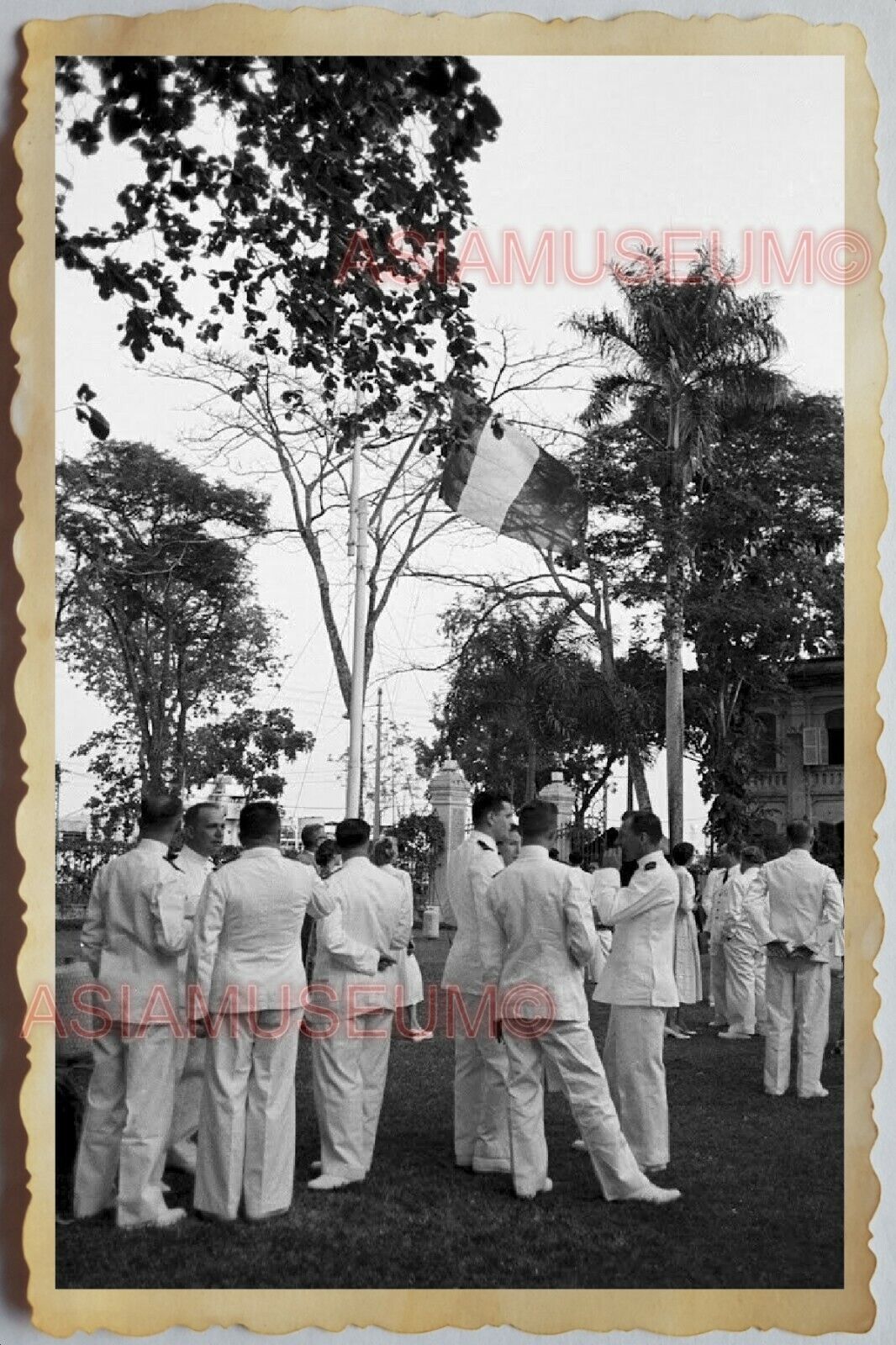 40s Vietnam War SAIGON ARMY SOLDIER FRENCH COLONY FLAG GENERAL OLD Photo 1509