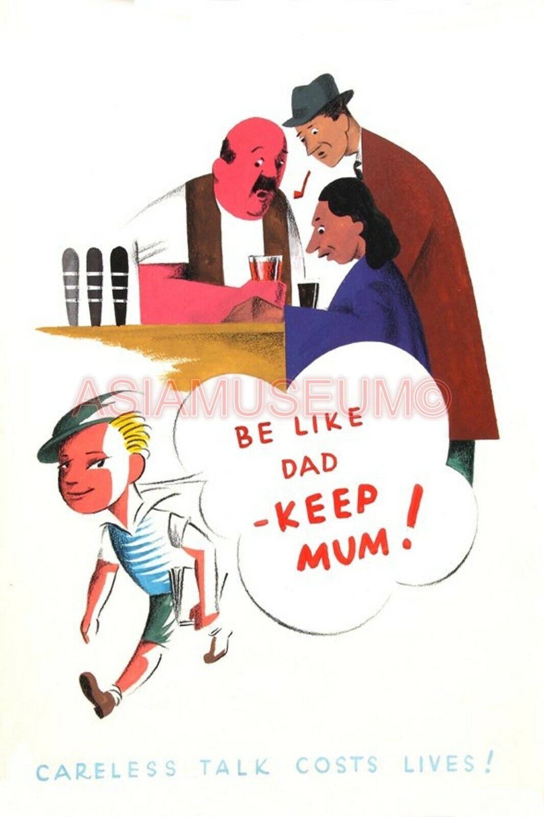 1942 WW2 USA UNITED STATES KEEP MUM LOOSE TALK COST LIVES PROPAGANDA Postcard