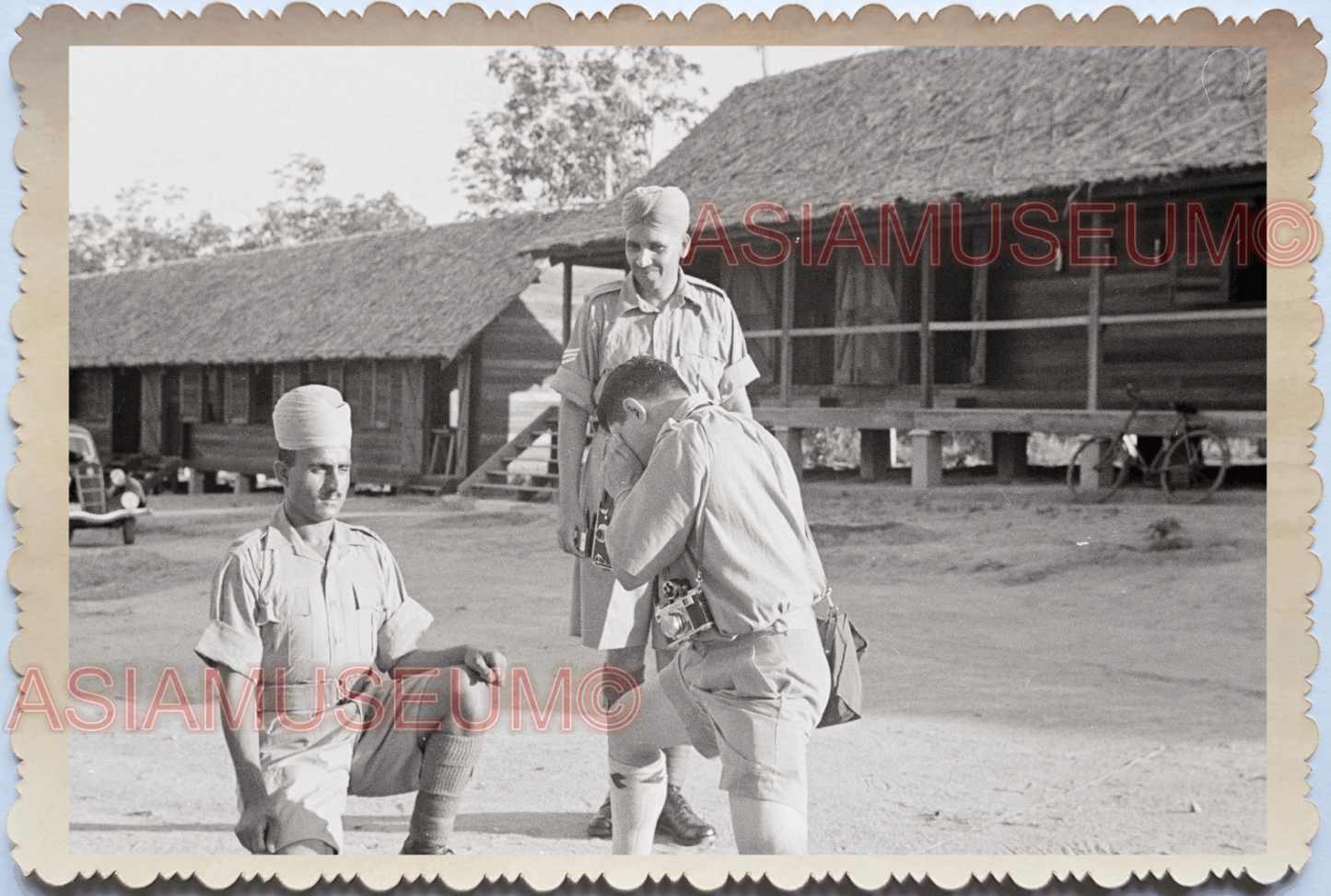 WW2 British India Army Soldier Punjab Sikh Barrack Vintage Singapore Photo 18853