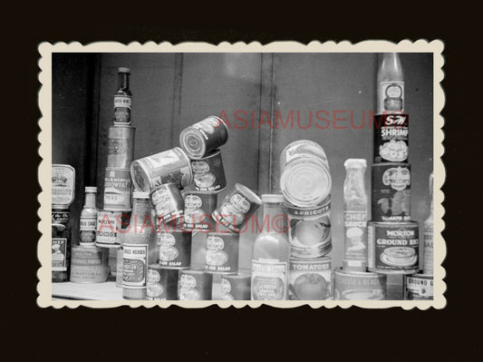 1940s MARKET STREET CAN FOOD BOTTLE SAUCE STALL Old Hong Kong Photo 香港老照片 #1728