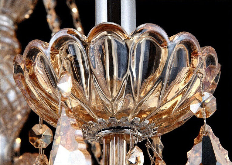 Antique European Italian French CHANDELIER Crystal Silver Champagne 6 Arm Light