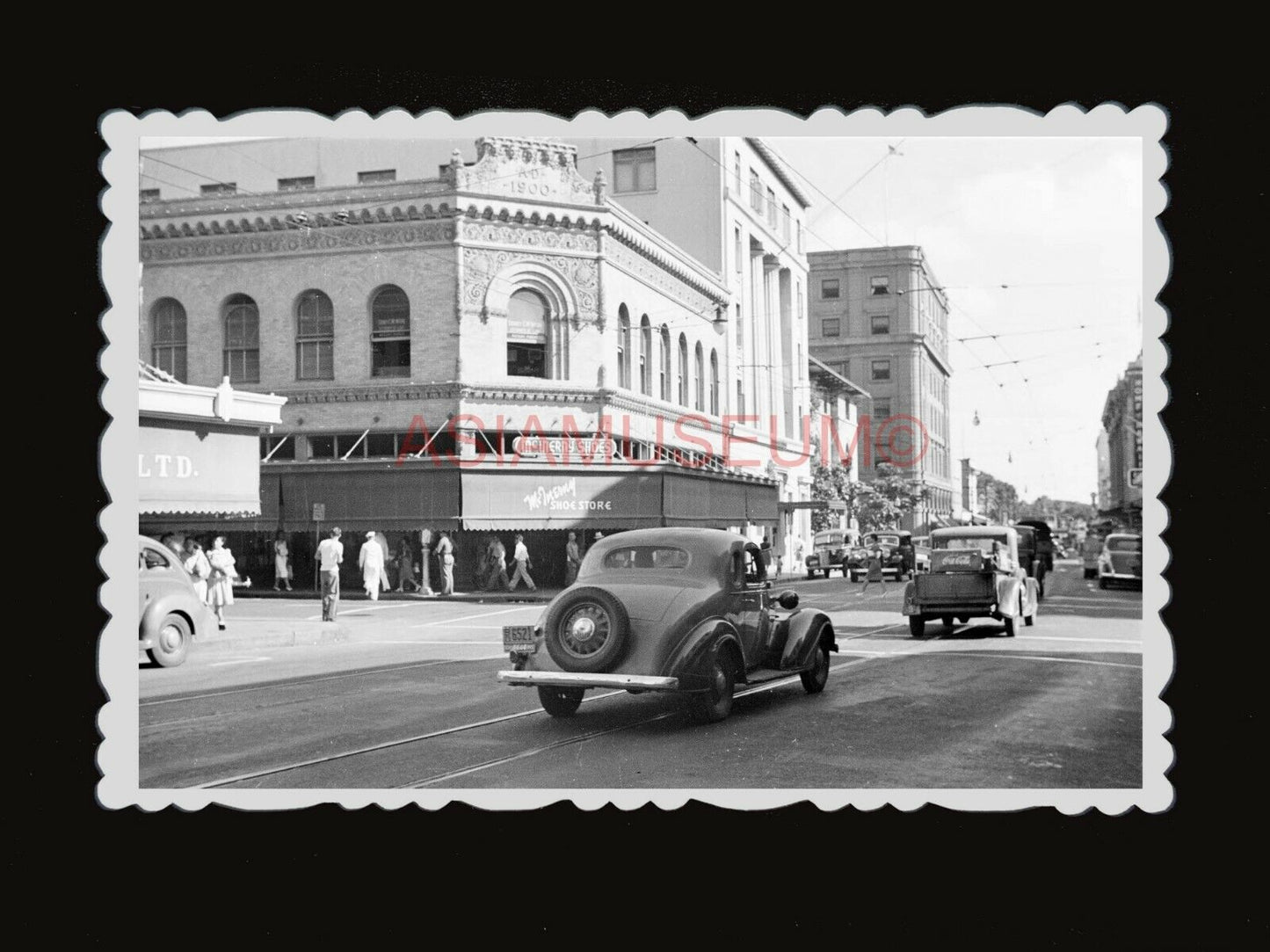 1940s Kowloon Shopping Building Car Street Building Bus Hong Kong Photo  #1447