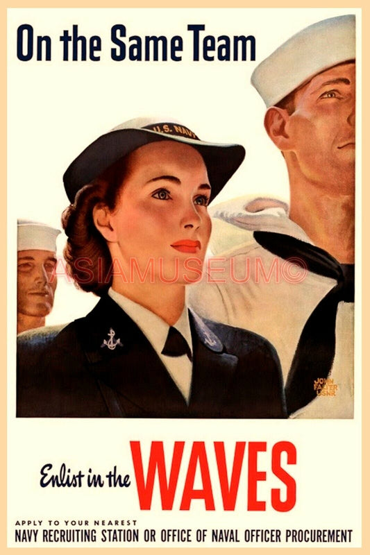 1945 WW2 USA NAVY NAVAL WOMEN WAVES RECRUITMENT SAILOR WAR PROPAGANDA Postcard