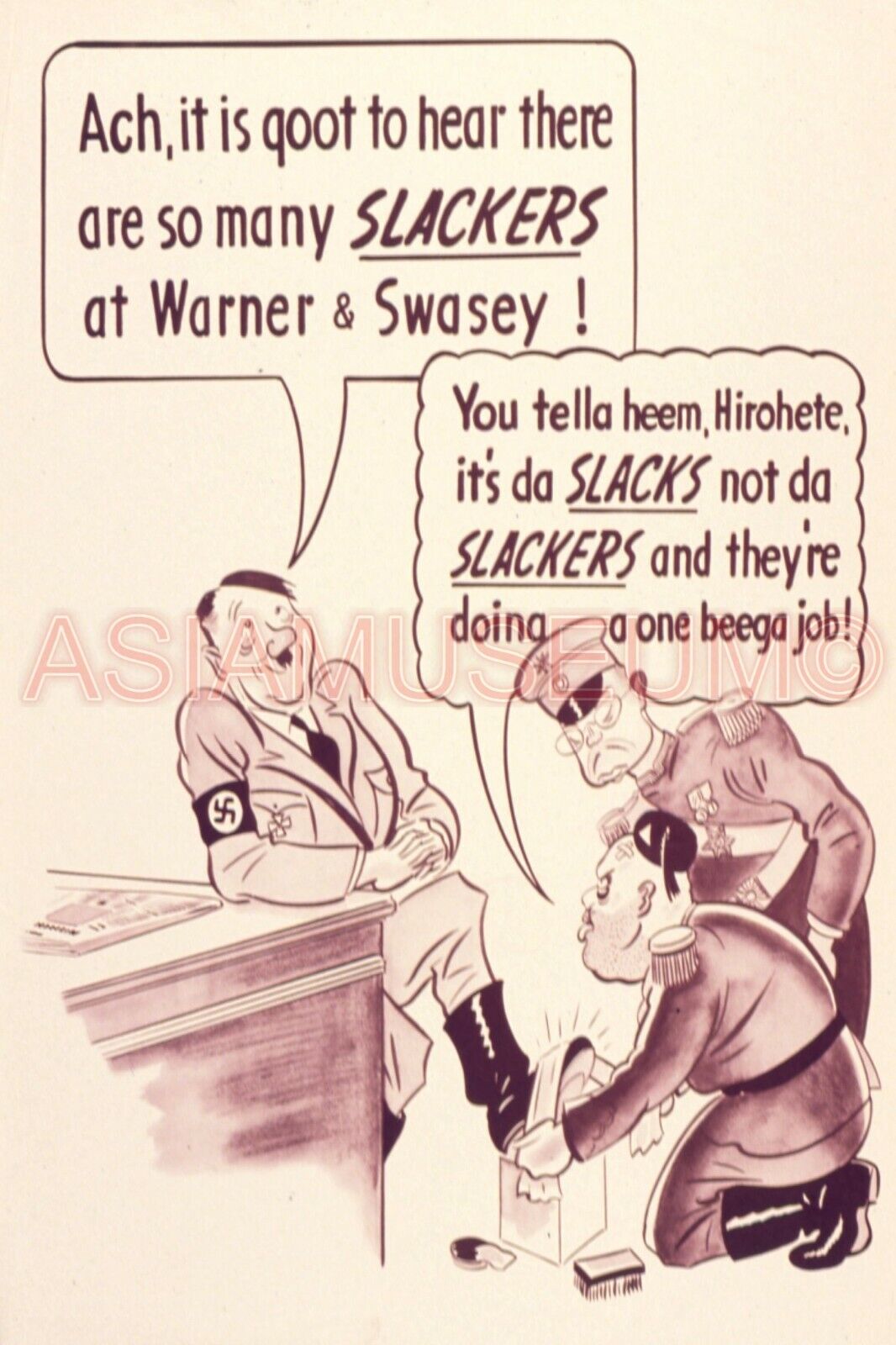 1945 WWii AMERICA CARTOON COMIC CARICATURE FUNNY SHOE SHINE PROPAGANDA Postcard