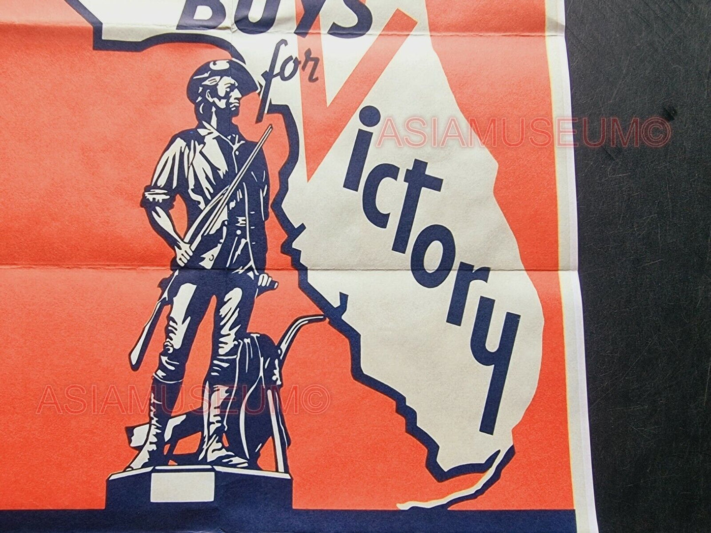 1943 WW2 USA AMERICA FLORIDA VICTORY ARMY SOLDIER BATTLE MAP PROPAGANDA POSTER