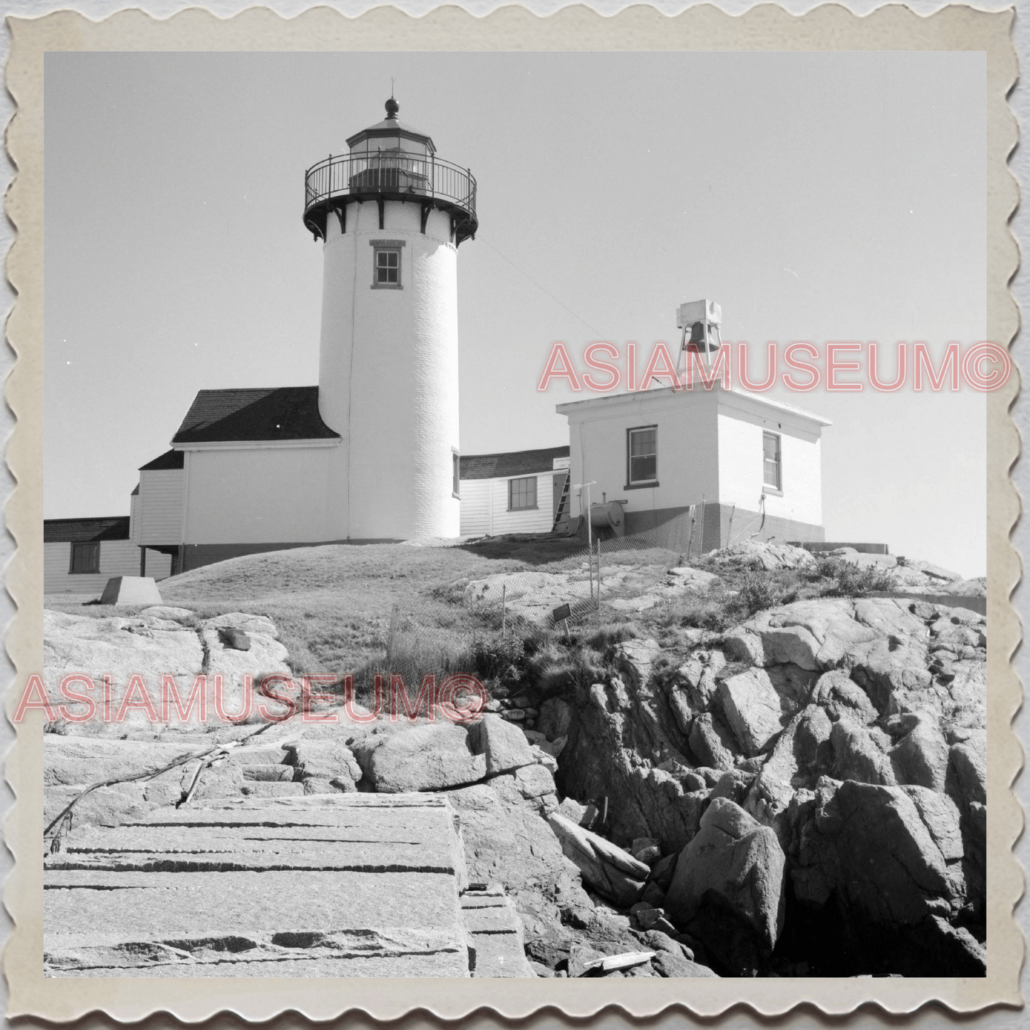 50s GLOUCESTER HARBOR ESSEX MASSACHUSETTS LIGHTHOUSE CLIFF  OLD USA Photo 9264