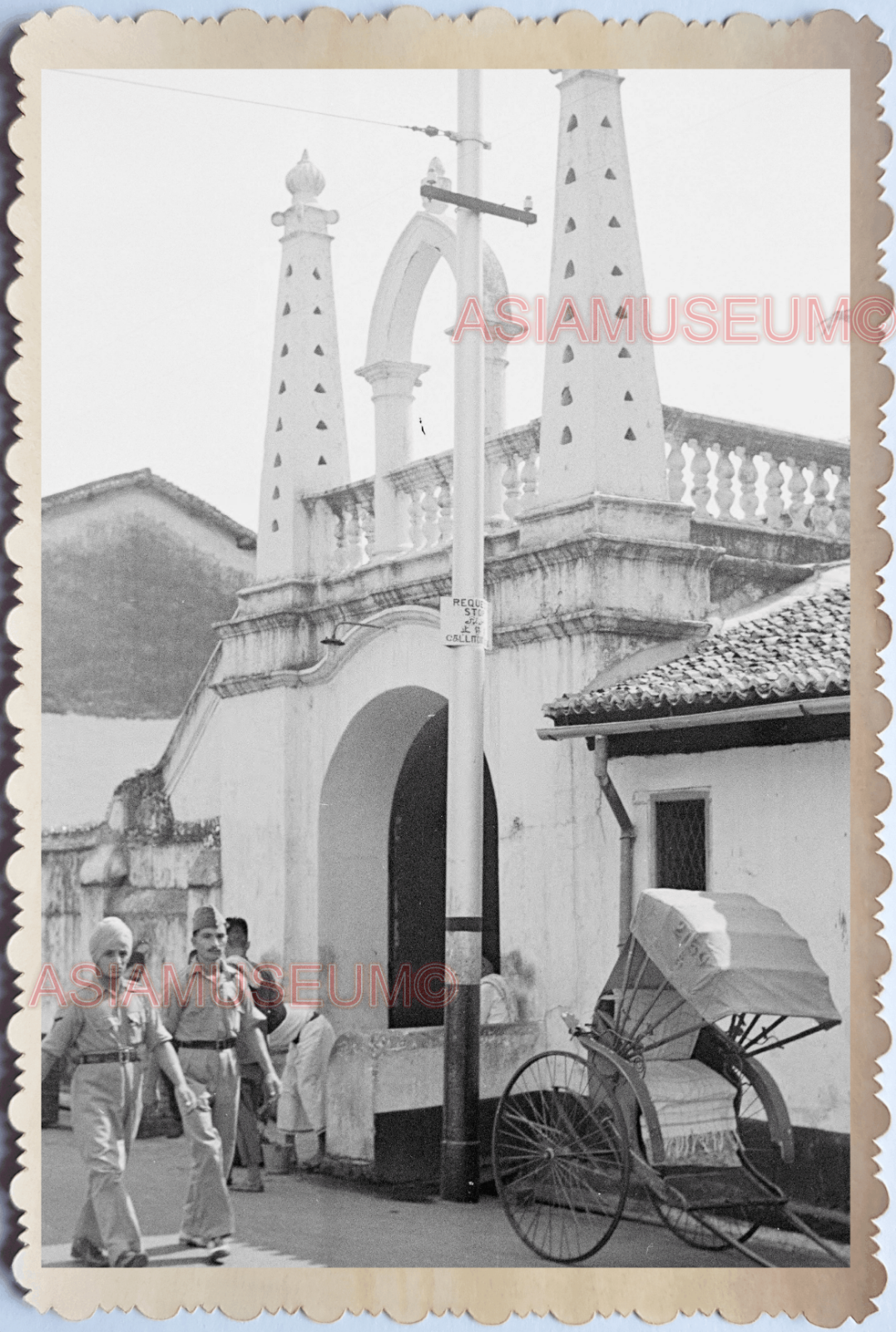 WW2 BRITISH INDIA ARMY SIKH STREET SCENE MILITARY RICKSHAW Singapore Photo 18965