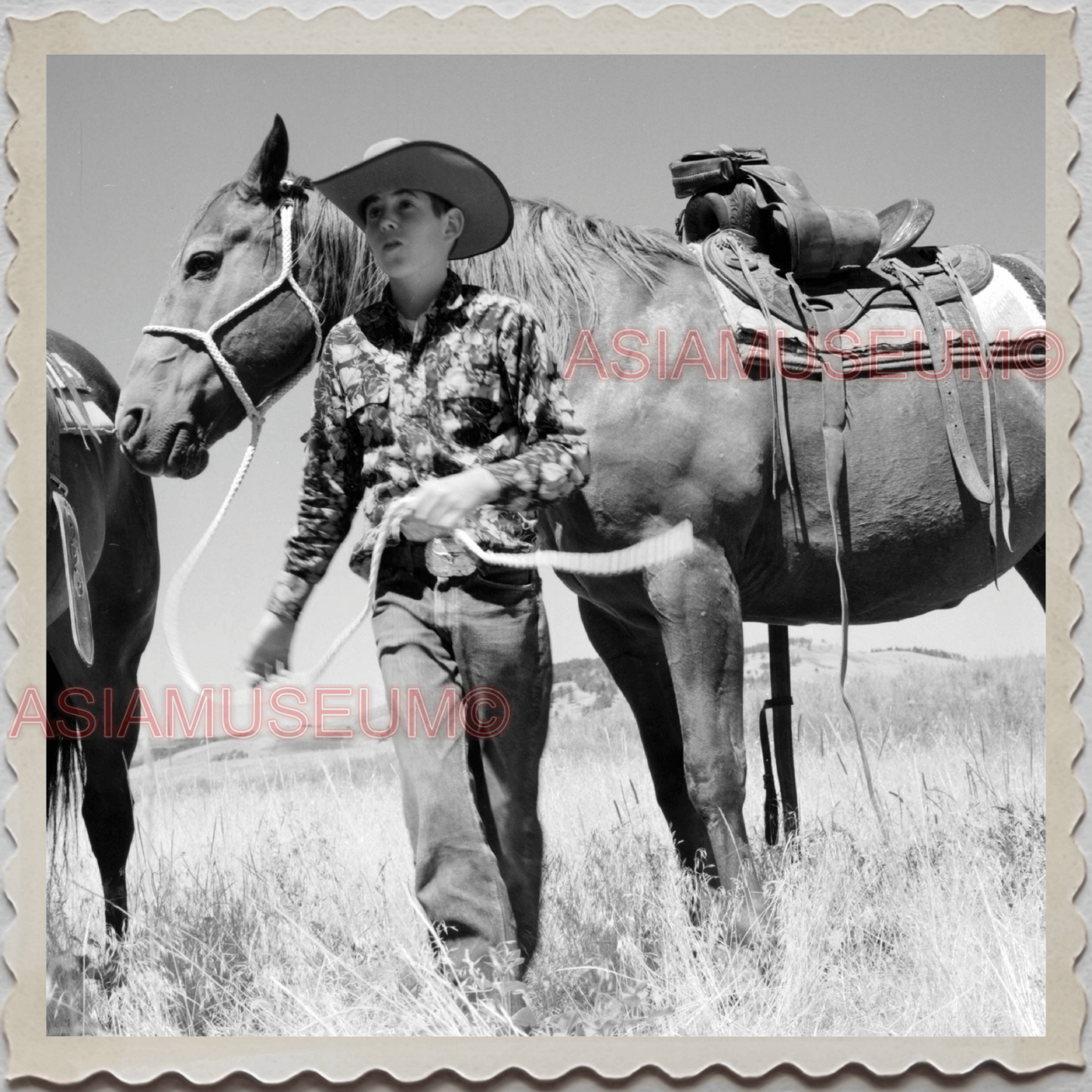 50s AUGUSTA KRONE RANCH COWBOY ROPE HORSE VINTAGE OLD USA AMERICA Photo 12149