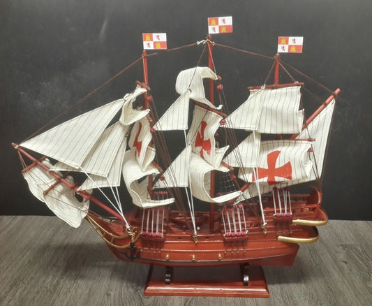 24" St Maria Christopher Columbus Wooden Spanish Pirate Wood Vintage Model Ship