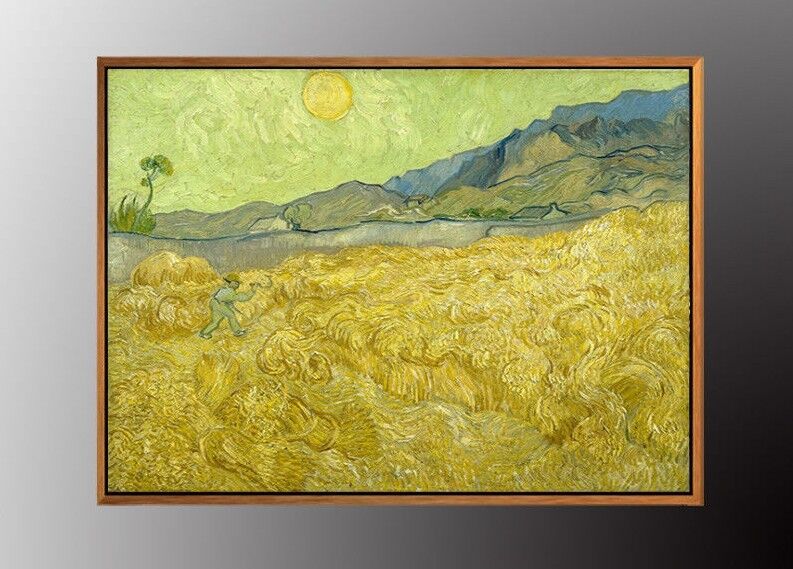 VAN GOGH Wheat Field with a Reaper Canvas Oil Painting Print vintage Gold FRAME