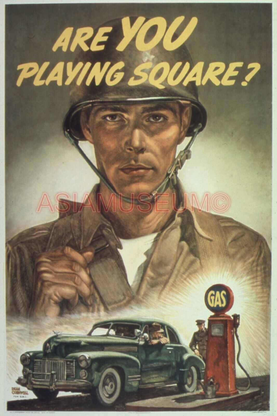 1940 WW2 USA ARMY GAS STATION CAR SOLDIER PLAYING SQUARE WAR PROPAGANDA Postcard