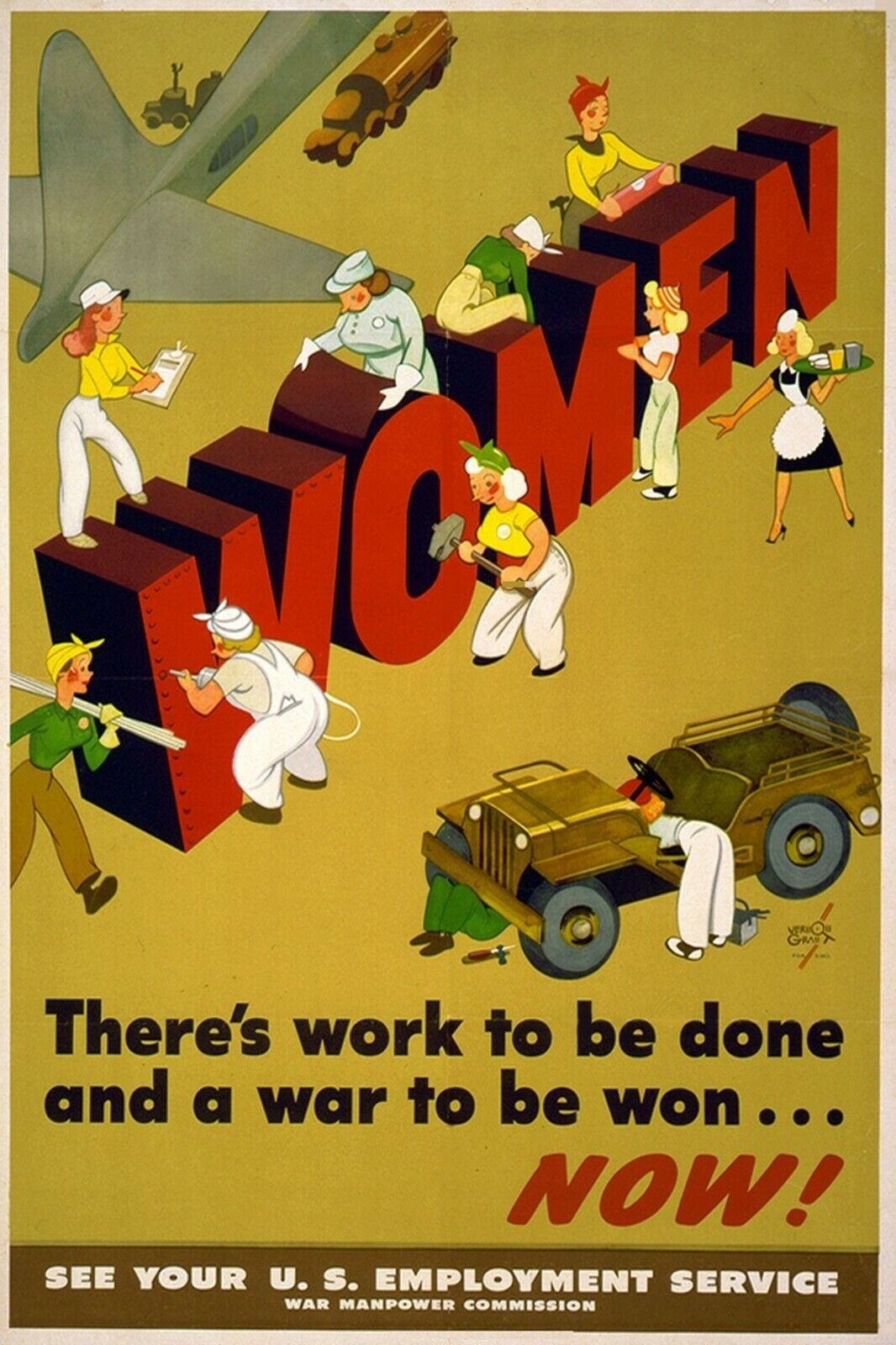 1940 WW2 USA AMERICA WOMEN EMPLOYMENT SERVICE LADY TRUCK WAR PROPAGANDA Postcard