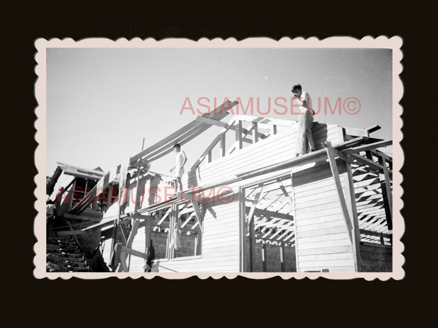 1940's Construction Renovation Worker B&W old Hong Kong Photograph 香港旧照片 #3054