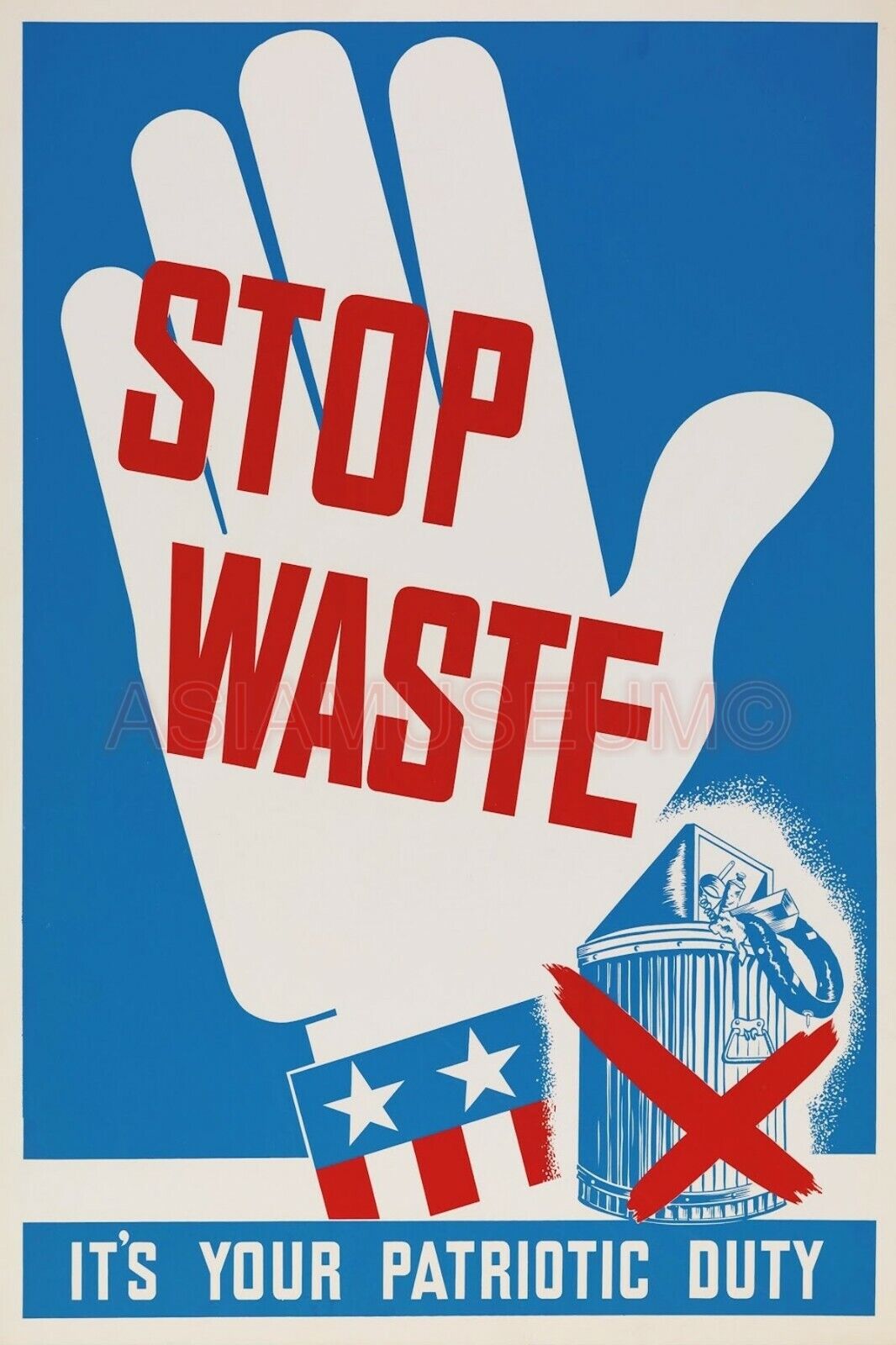 1945 WW2 USA AMERICA STOP WASTE PACIFIC WAR ANTI JAPAN TOJO PROPAGANDA Postcard