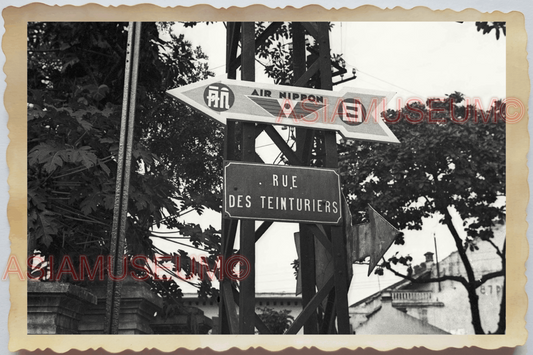 40s WW2 Vietnam Rue des Teinturiers AIR NIPPON ROAD SIGN OLD Vintage Photo 04308