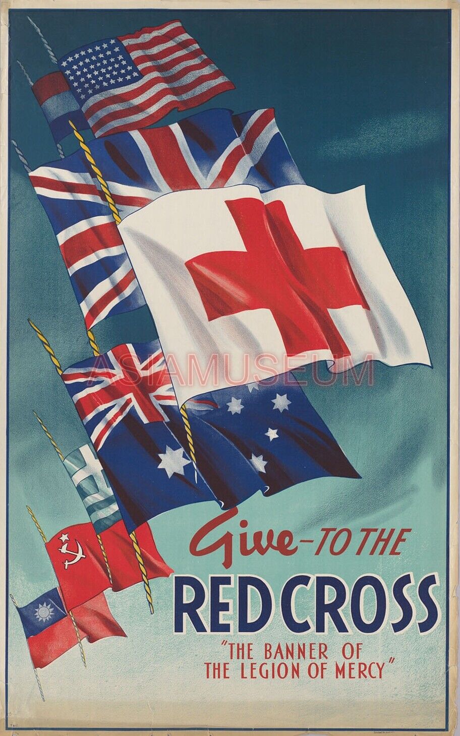 1941 WW2 USA AMERICA USSR CCCP AUSTRALIA BRITAIN RED CROSS FLAG WAR US Postcard