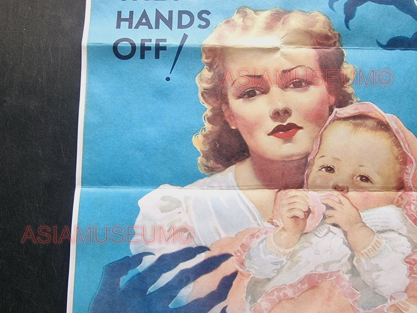 1943 WW2 AMERICA WOMEN BABY GIRL BUY WAR VICTORY BONDS JAPAN PROPAGANDA POSTER