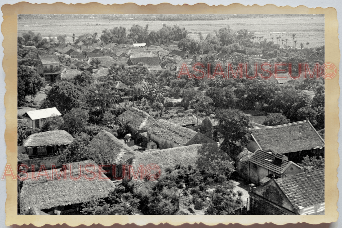 40s WW2 Vietnam HANOI TOWN AERIAL VIEW PLANE BOMBER VILLAGE Vintage Photo 27607