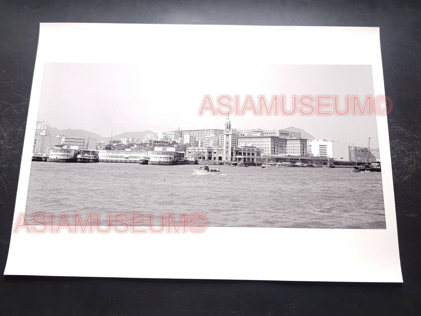 40's Large HONG KONG STAR FERRY TERMINAL KOWLOON CLOCK TOWER Vintage Photo 香港老照片