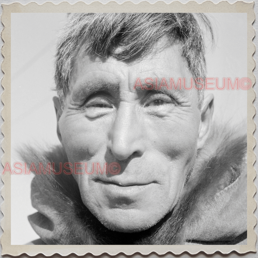 50s UTQIAGVIK NORTH SLOPE BARROW ALASKA MAN PORTRAIT OLD VINTAGE USA Photo 11896