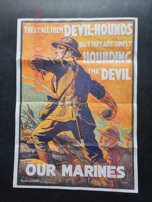 1943 WW2 USA AMERICA MARINES NAVY BATTLE PACIFIC WAR ISLANDS PROPAGANDA POSTER