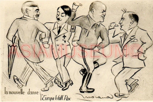 1941 WWii USA AMERICA EUROPE ALLIES POLITICAL LEADER DANCING PROPAGANDA Postcard