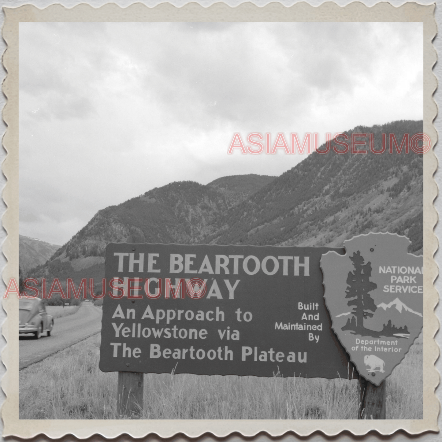 50s PARK COUNTY LIVINGSTON MONTANA BEARTOOTH ROAD SIGN VINTAGE USA Photo 11779