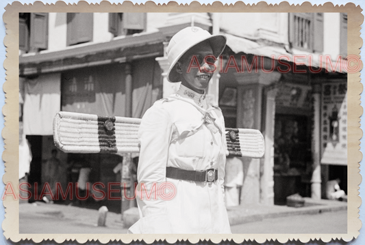 WW2 Street Scene Police Traffic Shop Store Car Vintage B&W Singapore Photo 17715