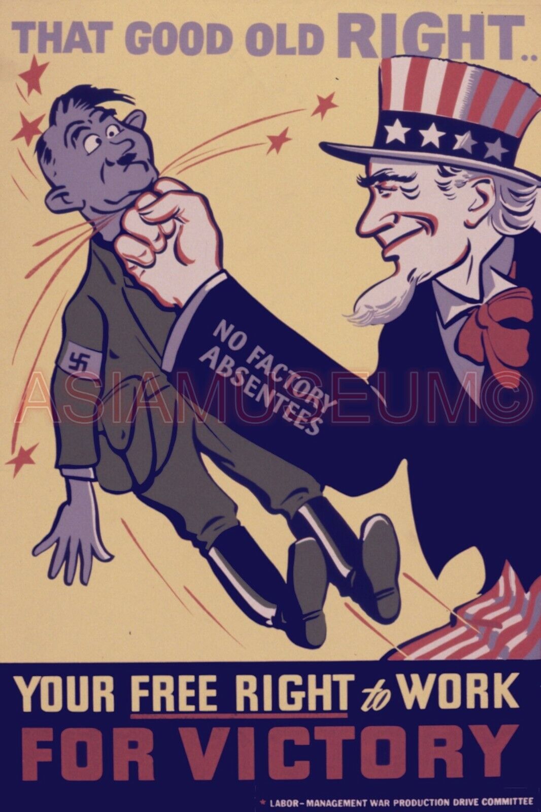 1944 WWii USA AMERICA UNCLE SAM PUNCH COMIC CARTOON FUNNY PROPAGANDA Postcard