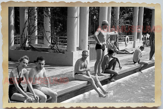 1940s WW2 Vietnam Ho Chi Minh Street Scene Lady Swimming War Vintage Photo #598