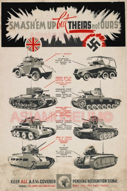 1941 WW2 USA BRITISH BRITAIN TANK ATTACK SMASH D-DAY EUROPE PROPAGANDA Postcard