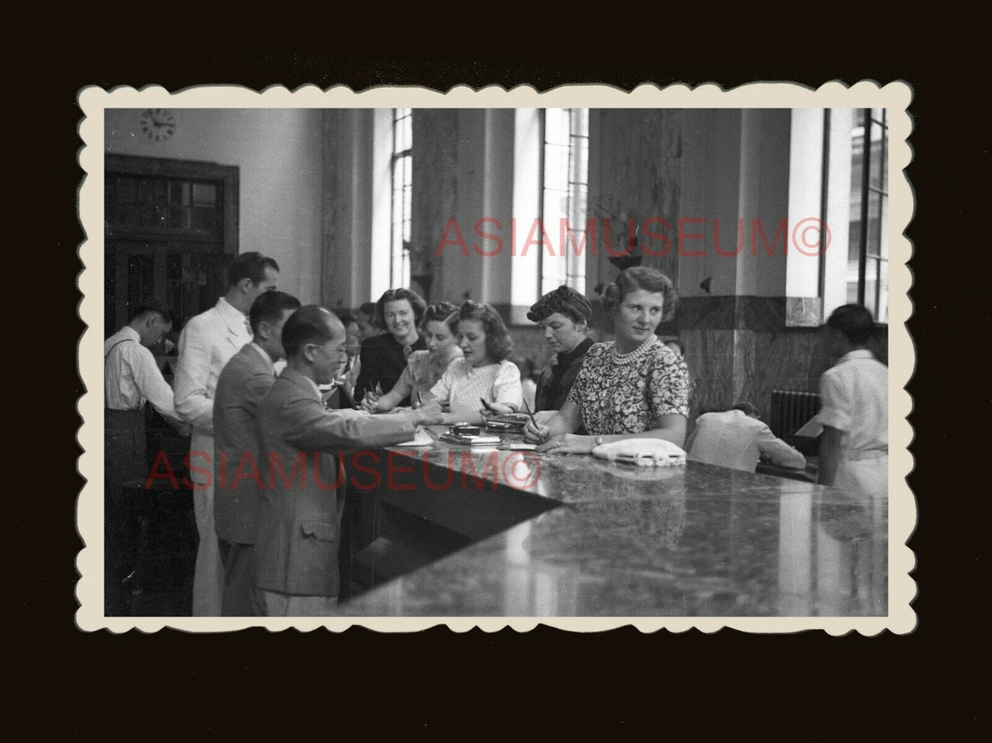 40s Bank British Colonial Building Counter WW2 Old Hong Kong Photo 香港老相片 #1828