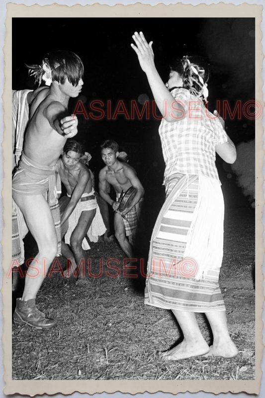 50s PHILIPPINES LUZON TRIBE GIRL LADY DANCING TATTOO HOUSE Vintage Photo 24427